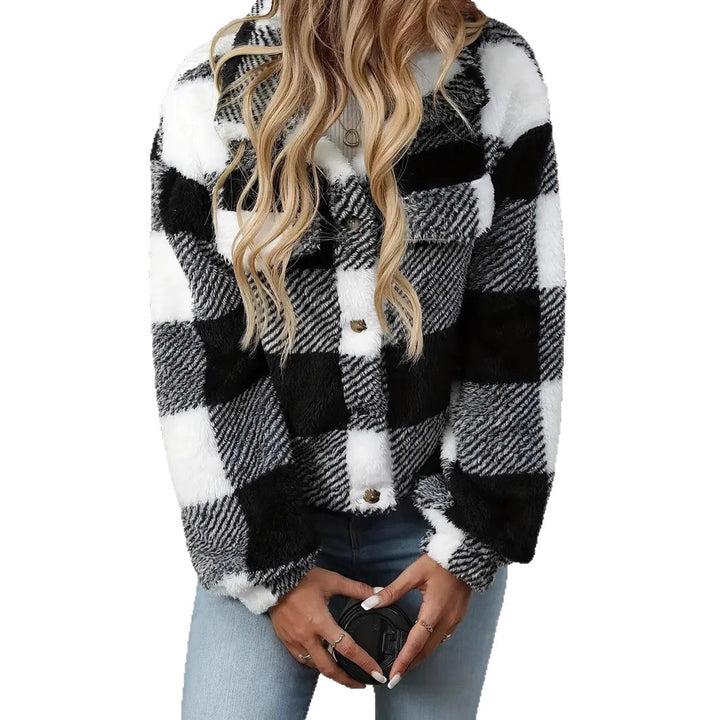 Cool plush leisure jacket for women with check pattern Lune London