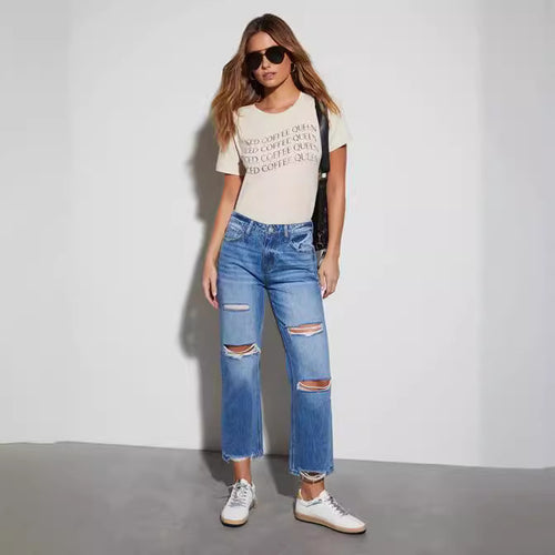 Women's Destroyed Jeans in trendy Bootcut style Lune London