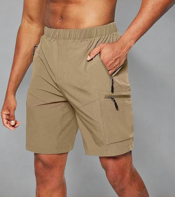 Functional shorts for men with elastic waist and practical zip pockets Lune London