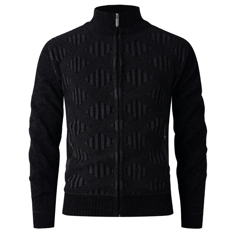 Elegant knitted jacket for men with structured design and high collar Lune London