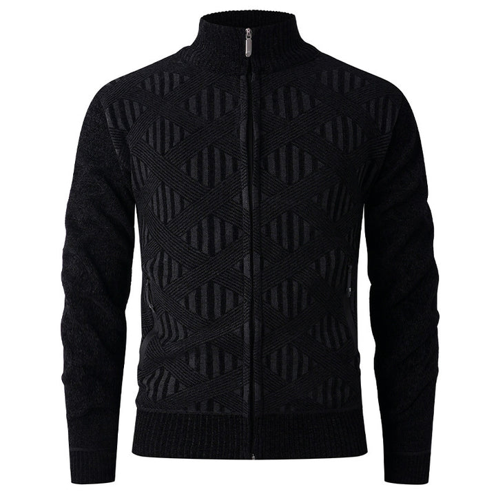 Elegant knitted jacket for men with structured design and high collar Lune London