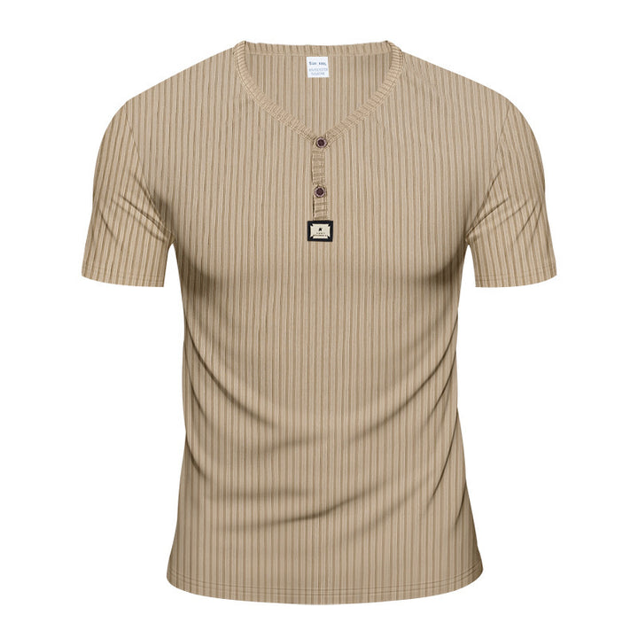 Men's Short Sleeve Henley T-shirt with Structured Design and Button Placket Lune London