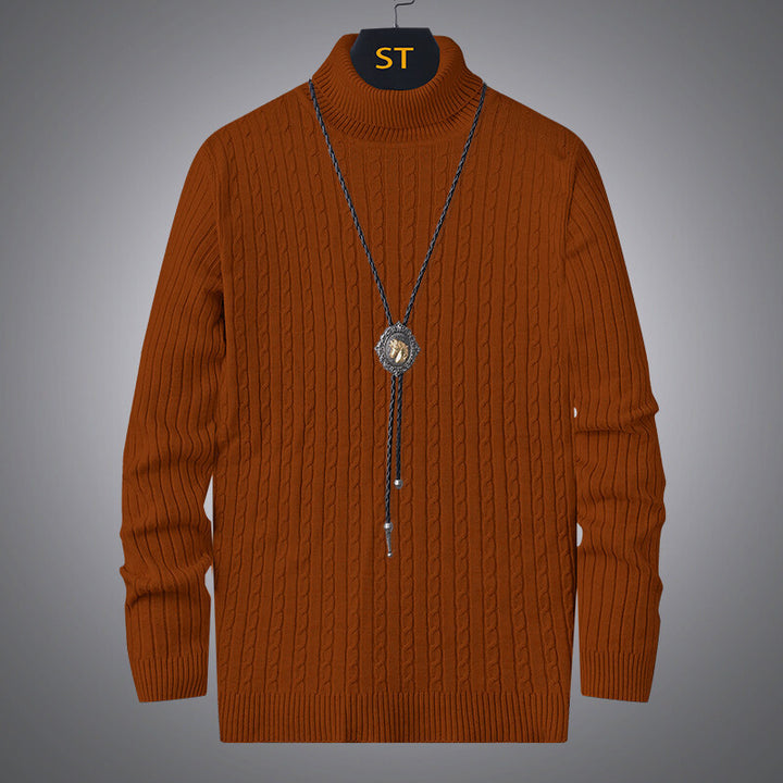 Men's turtleneck sweater with textured braid pattern Lune London