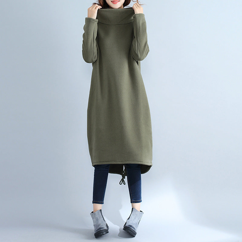 Casual oversized dress for women with high collar and drawstring Lune London