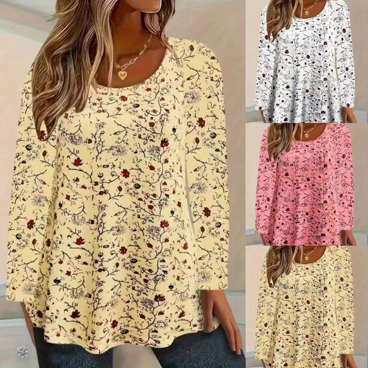 Long sleeve t-shirt for women with floral pattern and A-line cut Lune London