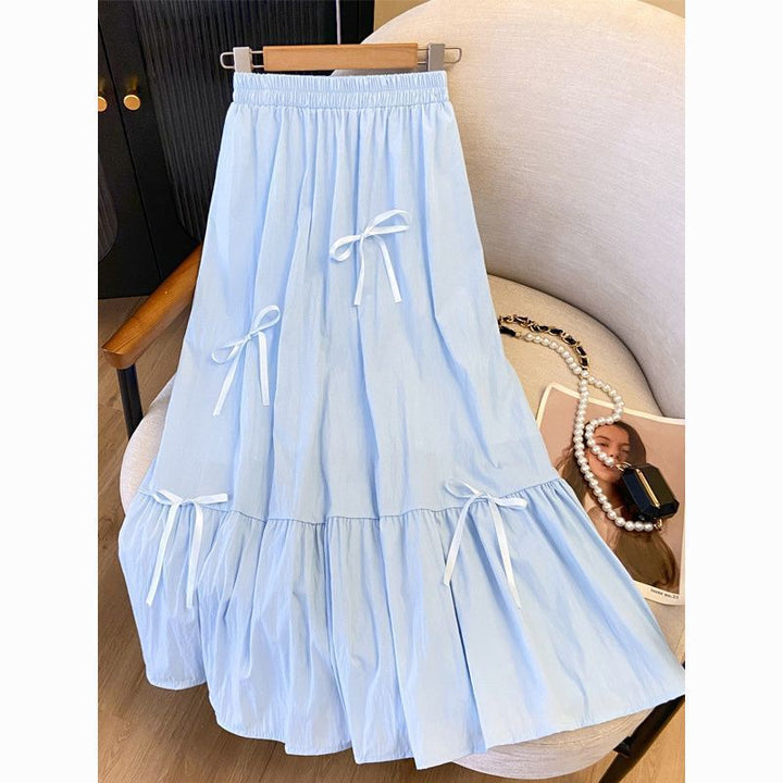 Jupe maxi évasée pour femmes avec nœuds décoratifs