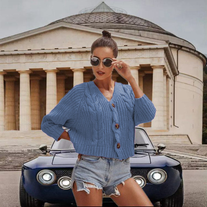 Thick knitted jacket for women with modern button details and a relaxed fit Lune London
