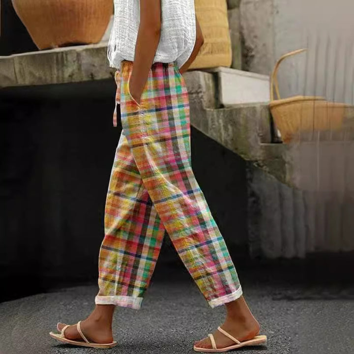 Pantalons d'été à carreaux pour femmes Chic & Stil