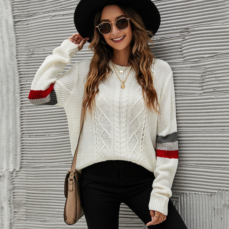 Oversized knitted sweater for women with modern cable pattern Lune London