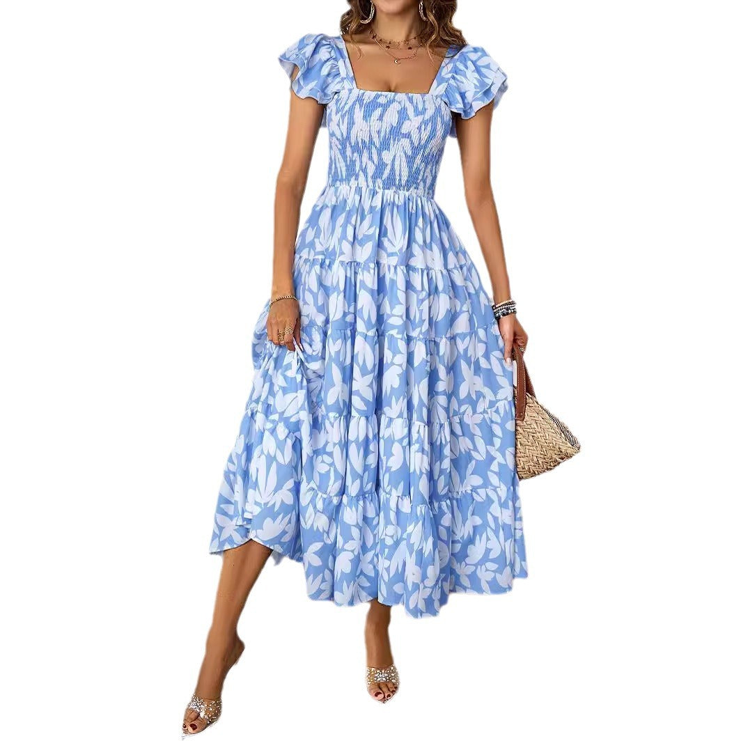 Maxi dress for women with voluminous puff sleeves and a ruched body Chic & Stil