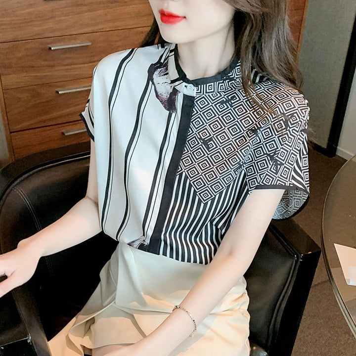 Blouse de mode femme avec motif graphique et détails élégants Chic & Stil