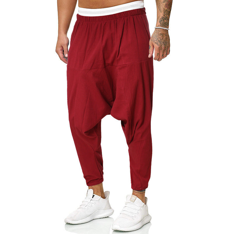 Light harem pants for men with elastic waistband and side pockets Lune London