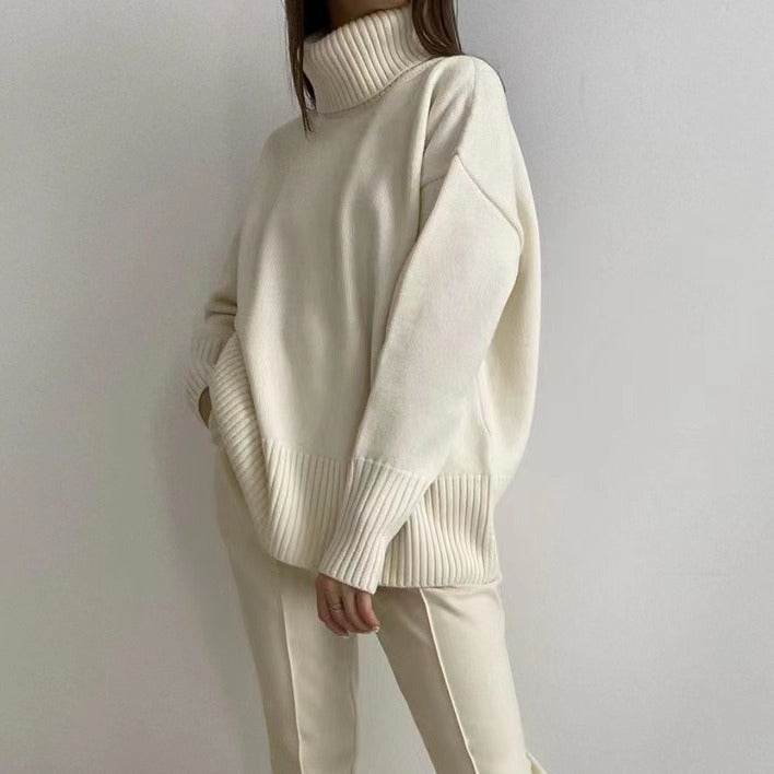 Loop collar sweater for women in soft material Lune London