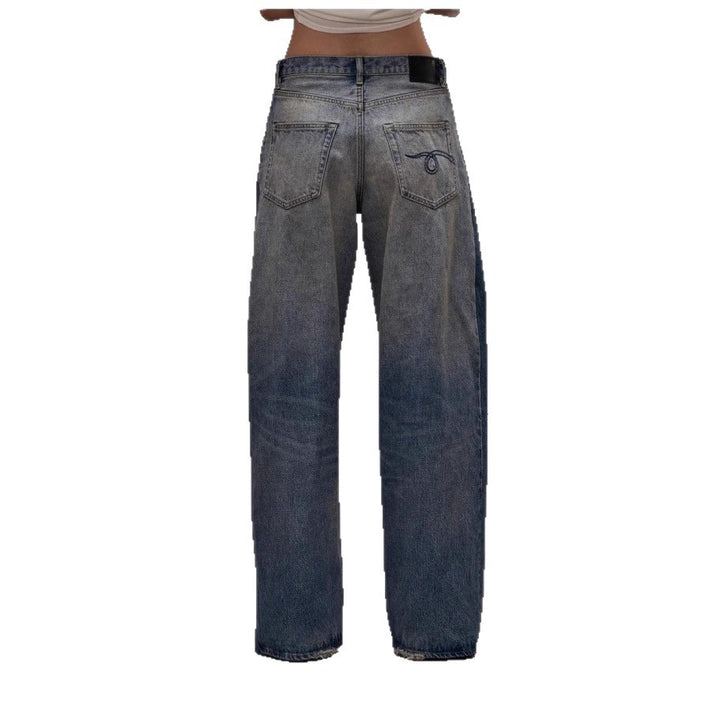 Chic and Stylish Women's Baggy Jeans with Two-Tone Effect