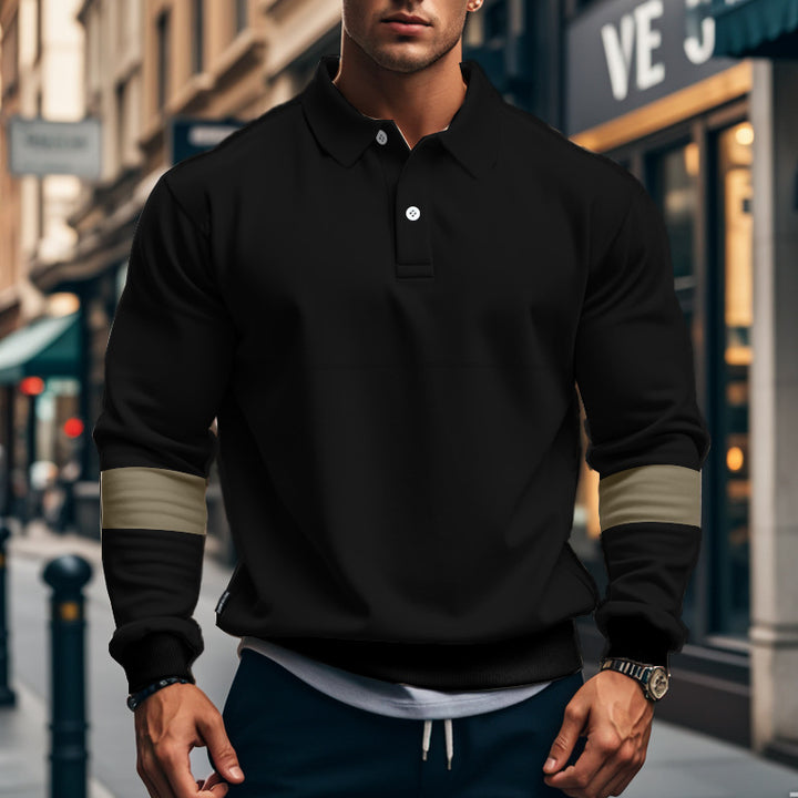 Men's Polo-Hoodie sporty with contrasting sleeves Lune London