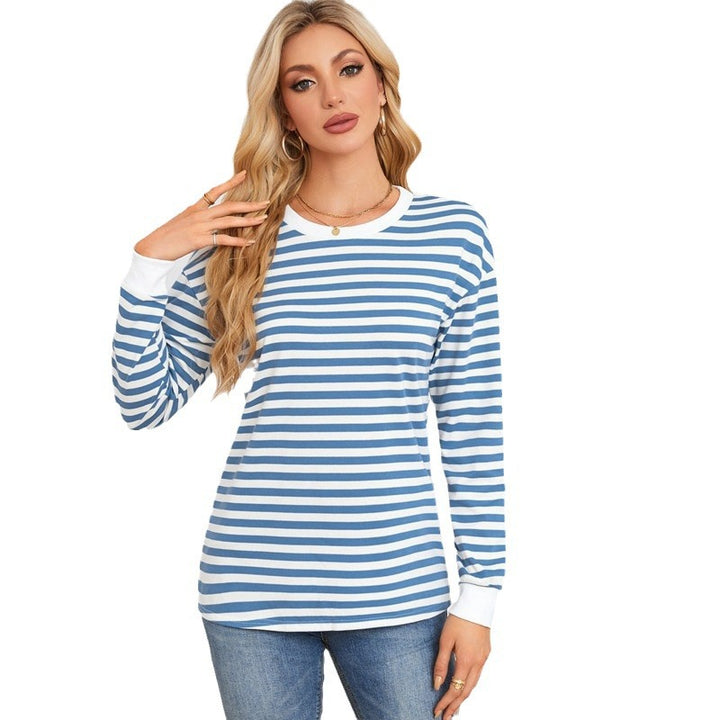 Striped long sleeve ladies t-shirt with round neck Lune London