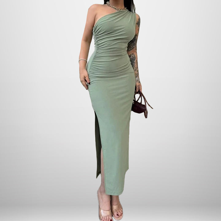 Robe enveloppante élégante pour femme avec design asymétrique et fente haute Chic & Stil