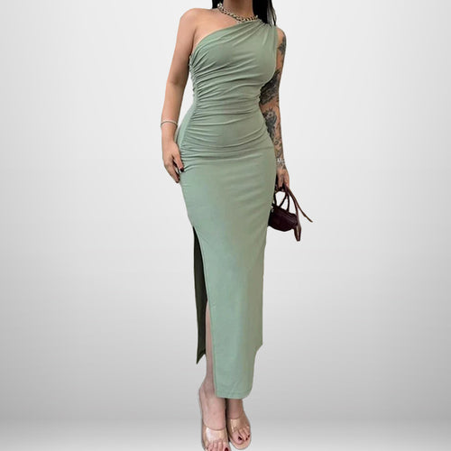 Robe enveloppante élégante pour femme avec design asymétrique et fente haute Chic & Stil