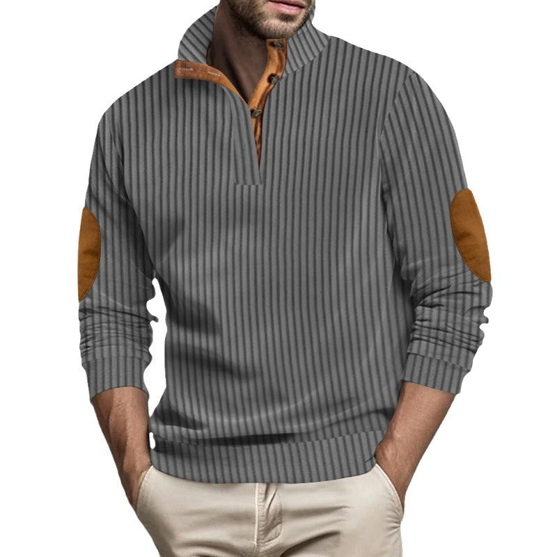 Knit sweater for men with a high collar and unique elbow patches Lune London