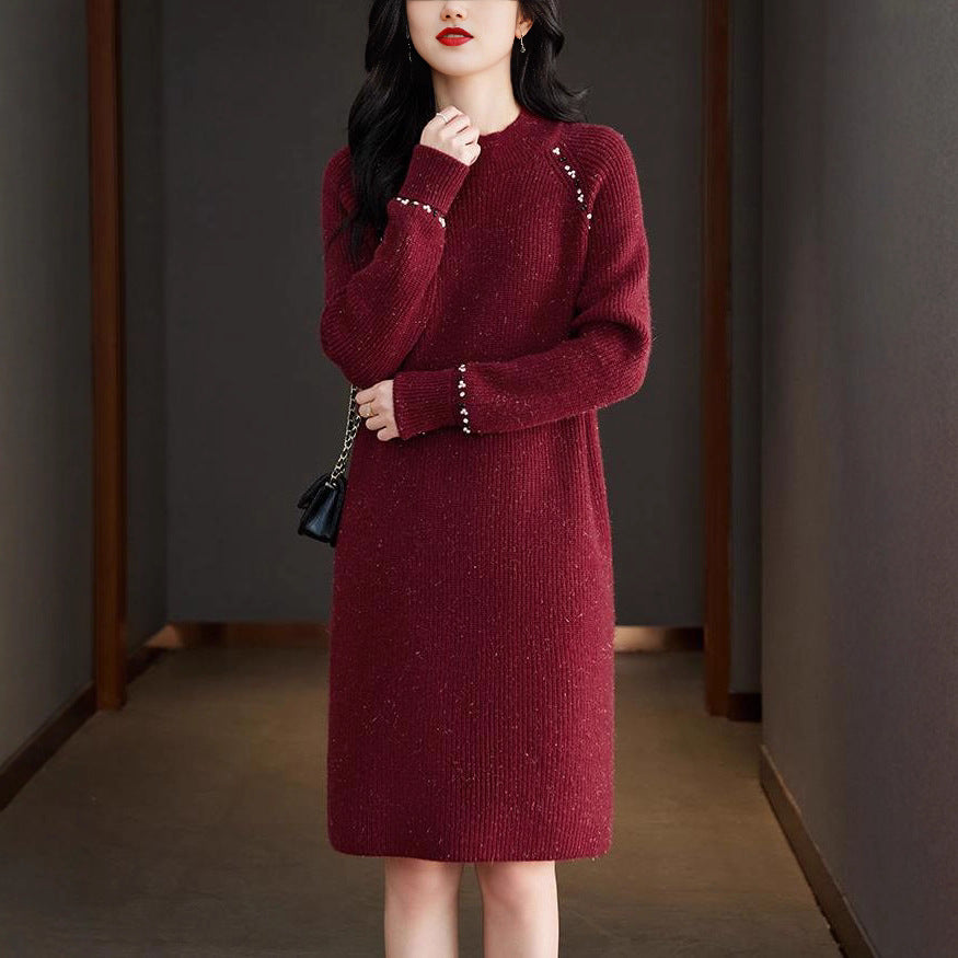 Robe tricotée pour femmes avec accent perlé élégant Chic & Stil