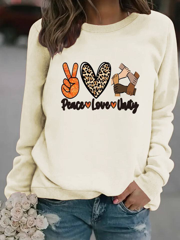 Sweatshirt pour femmes avec un design créatif Paix, Amour & Unité Chic & Stil