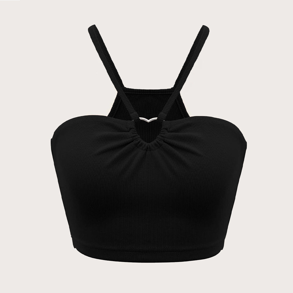 Short t-shirt for women with adjustable spaghetti straps and an elegant draping effect Chic & Stil