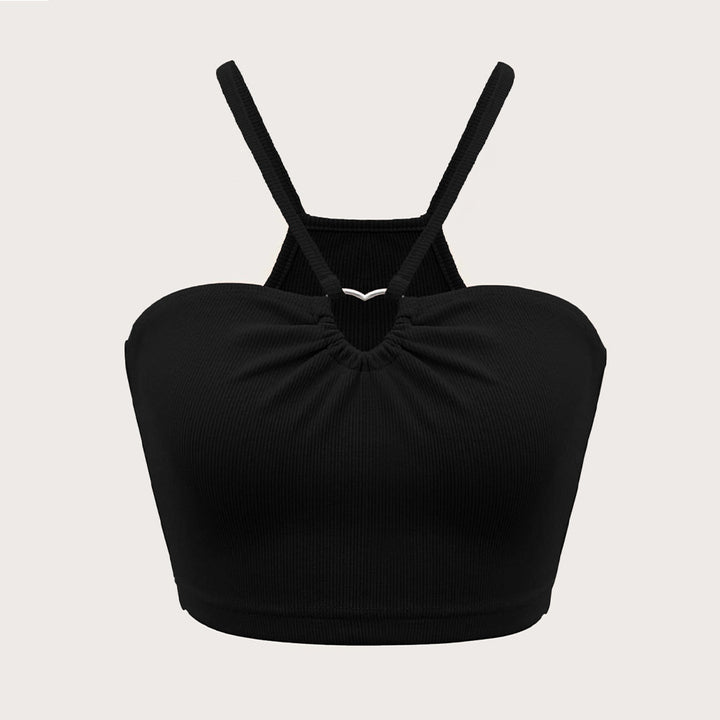Short t-shirt for women with adjustable spaghetti straps and an elegant draping effect Chic & Stil