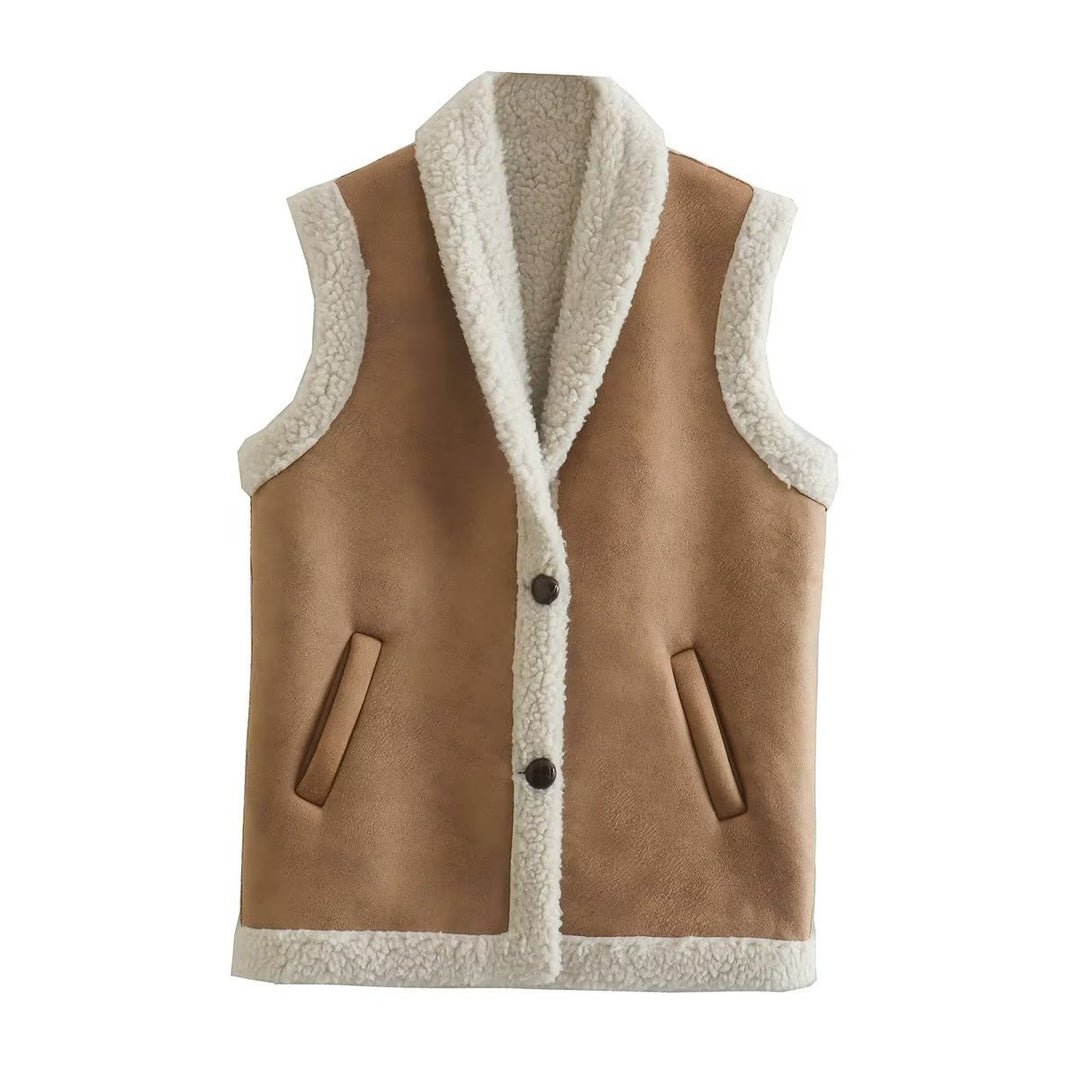 Ladies comfortable vest with chic faux fur lining Lune London