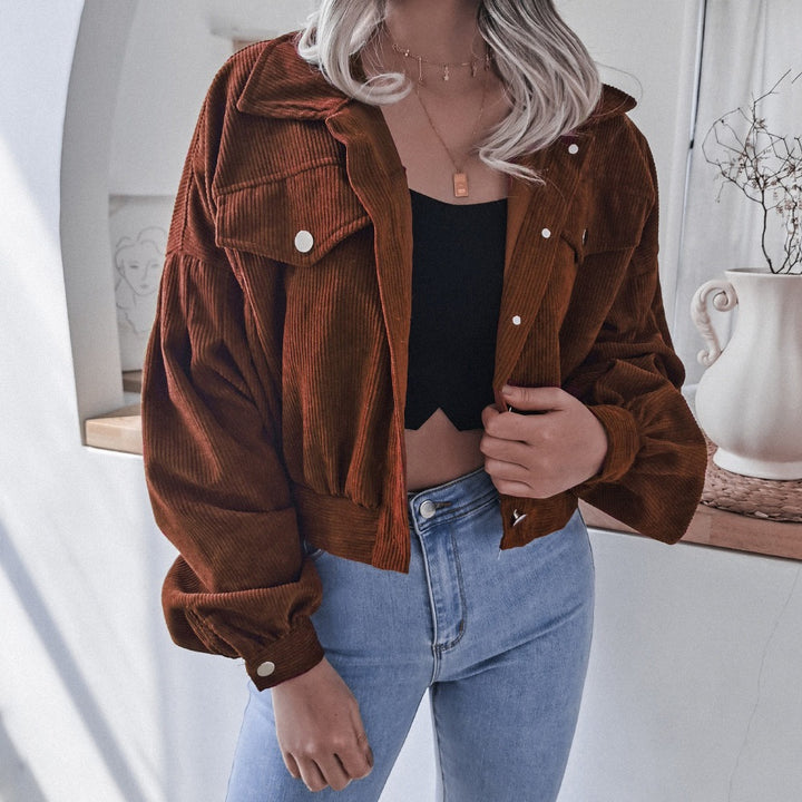 Corduroy jacket for women with a relaxed fit and trendy button details Lune London