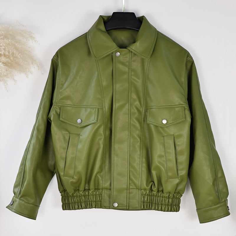 Cropped faux leather jacket for women with handy pockets Lune London