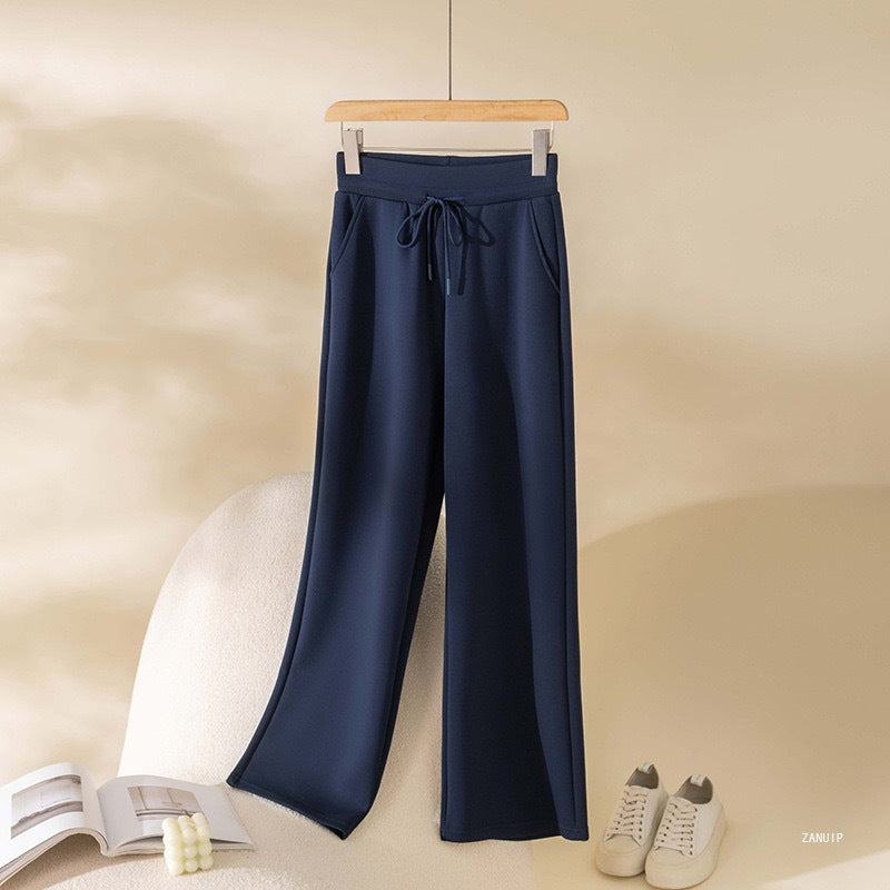 Pantalon de sport ample pour femmes avec taille élastique et cordon de serrage réglable Chic & Stil