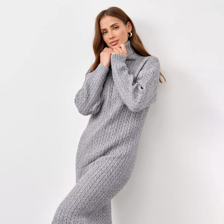 Pull à col roulé en tricot épais pour femmes avec un motif en câble moderne et une coupe décontractée Chic & Stil