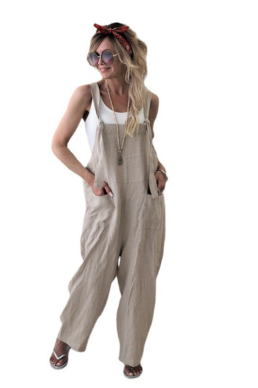 Ladies Casual Wide Leg Jumpsuit with Practical Pockets Lune London