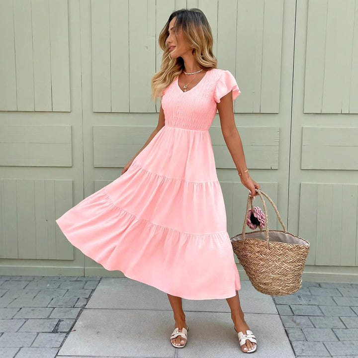 Lune London Fluid Ruffle Midi Dress for Women