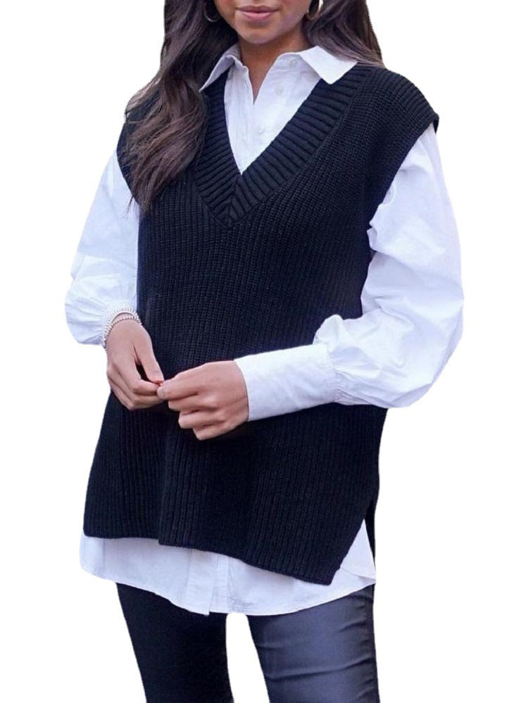 Modern oversized knit cardigan for women with chic V-neck.