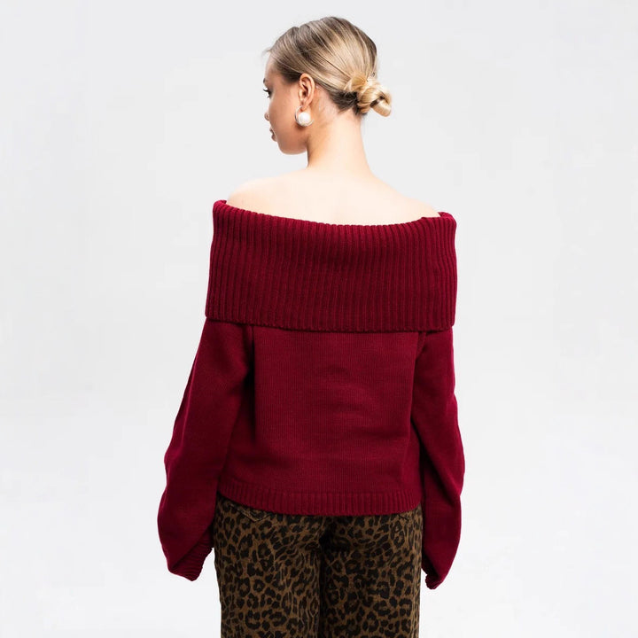 Women Off-Shoulder Chic Knit Sweater