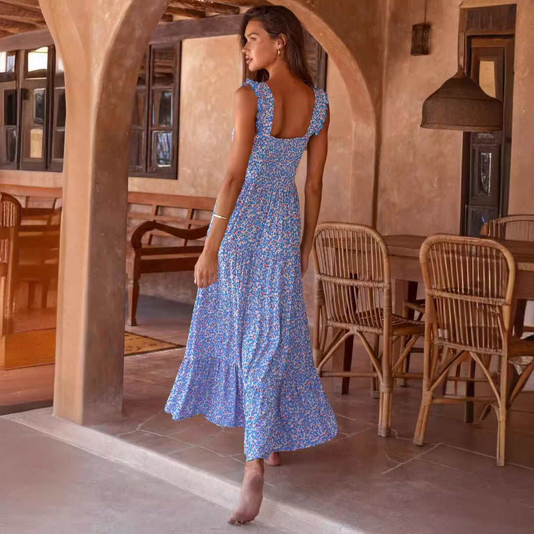 Women's maxi dress with voluminous skirt and delicate ruffle details Lune London
