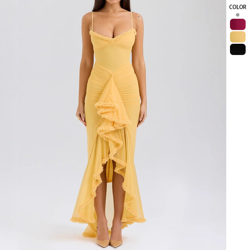 Elegant Maxi Dress for Women with Ruffle Details and Fitted Cut Chic & Style