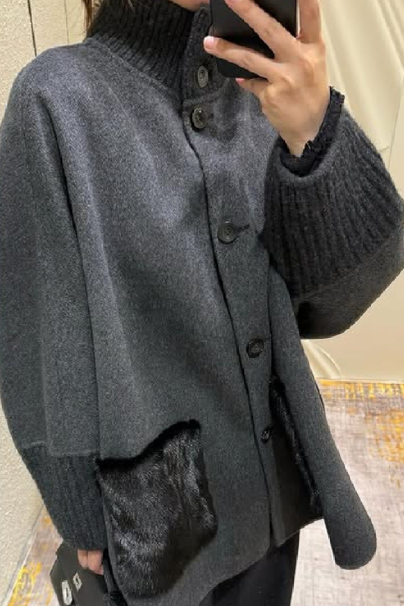 Veste en laine grande taille pour femmes avec détails uniques Chic & Stil