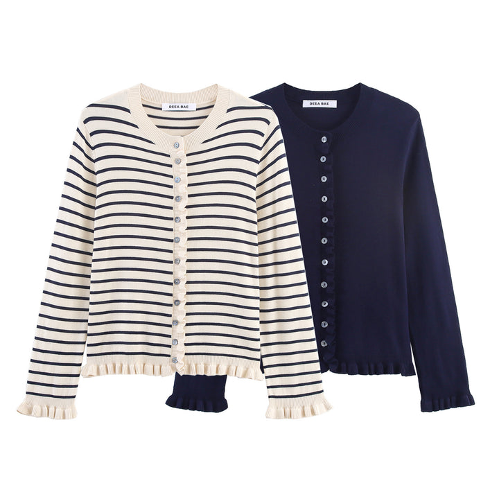 Ladies elegant cardigan with ruffle details Lune London