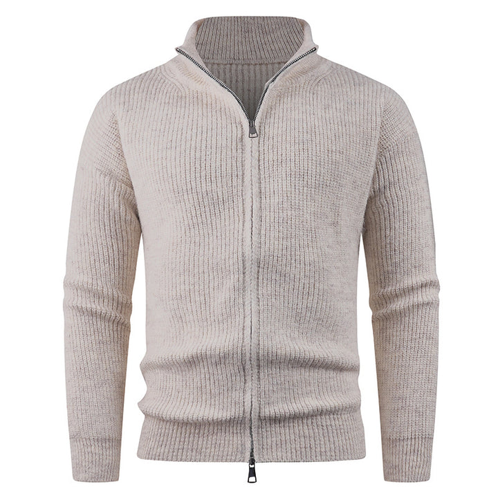 Knitted pullover for men with modern zipper and textured fabric Lune London