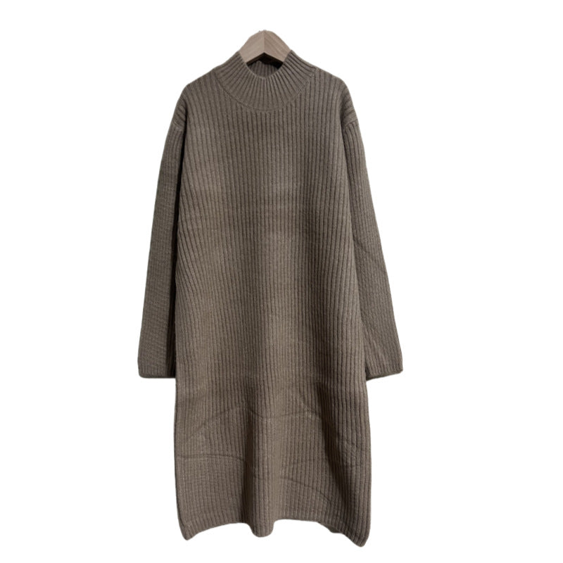 Women's knitted dress with elegant ribbed design and high collar Lune London