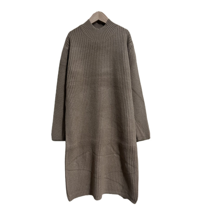 Women's knitted dress with elegant ribbed design and high collar Lune London