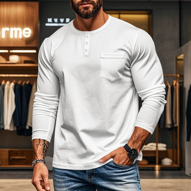 Long sleeve shirt for men with button placket and chest pocket Lune London