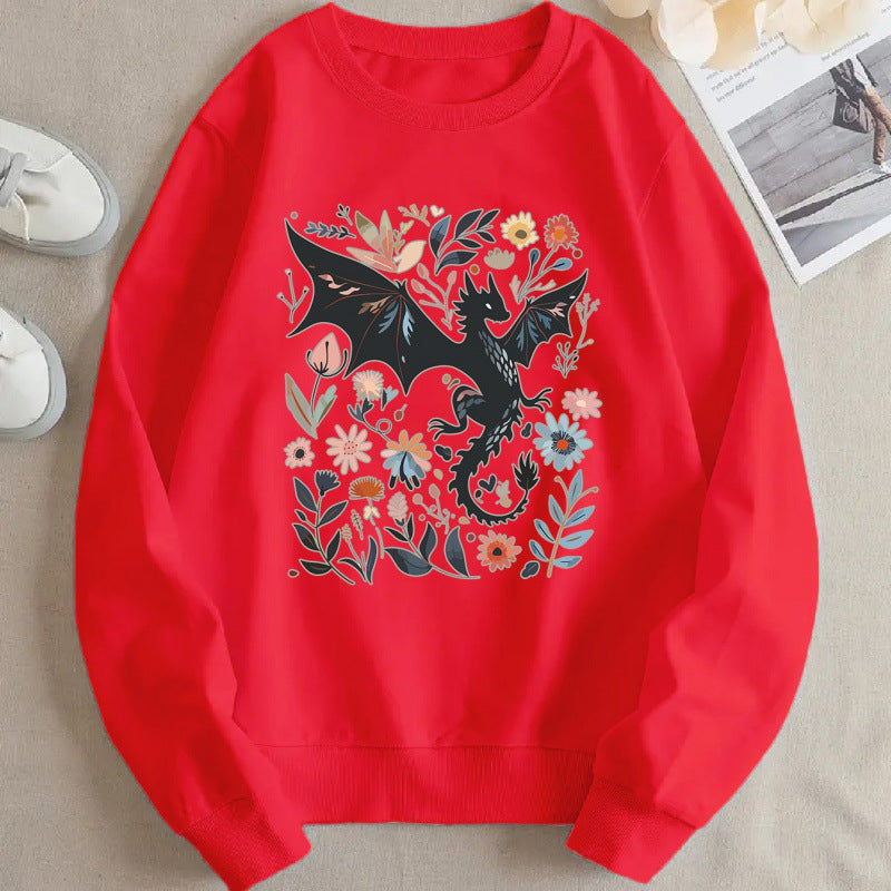 Sweatshirt pour femmes avec motif détaillé de dragon et de fleur Chic & Stil