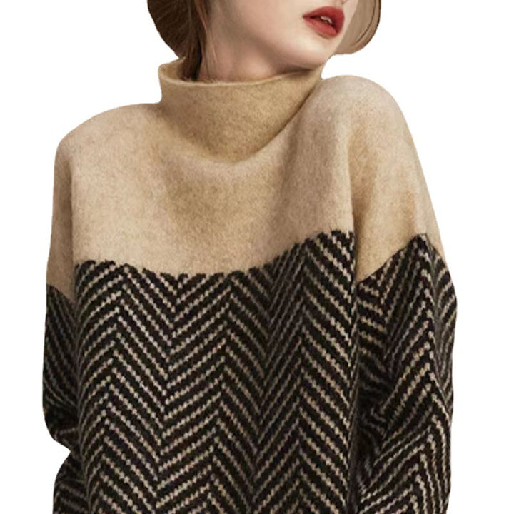 Pull femme avec col haut et motif en nid d'abeille moderne Chic & Stil