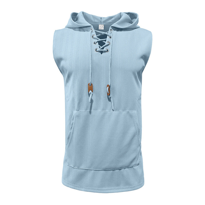 Men's sleeveless sports tank top with hood and laces Lune London