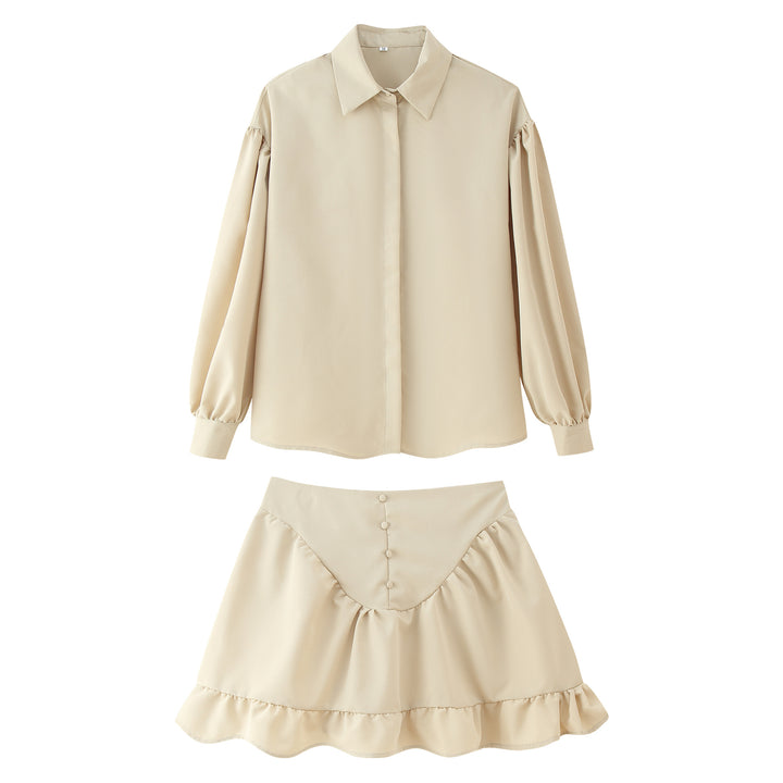 Women's set consisting of an elegant puff sleeve blouse and a flared skirt Lune London