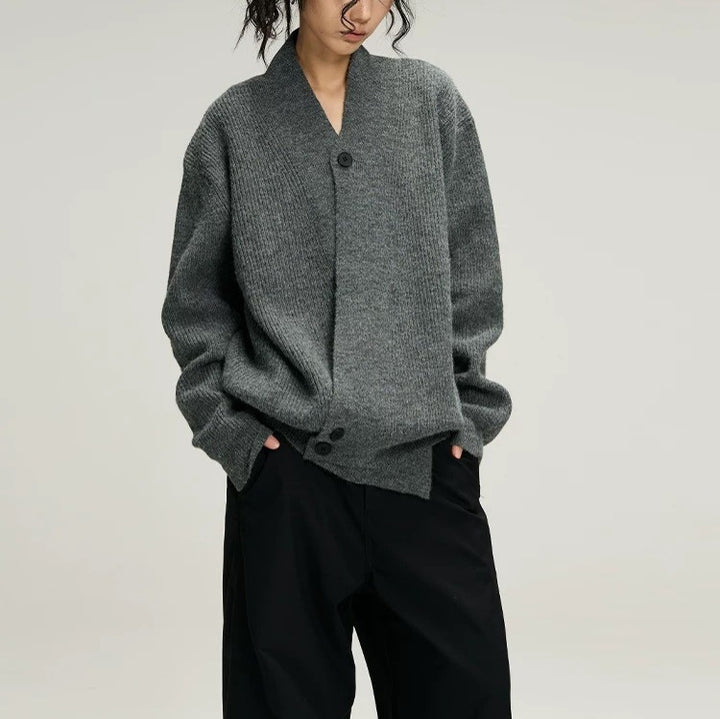Ladies fashion knitted cardigan with trendy lapels Lune London