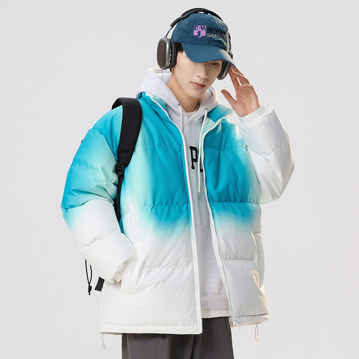 Men's transition jacket padded with trendy color gradient and adjustable hood Lune London